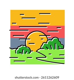 horizont sunset sun summer sunlight color icon vector. horizont sunset sun summer sunlight sign. isolated symbol illustration