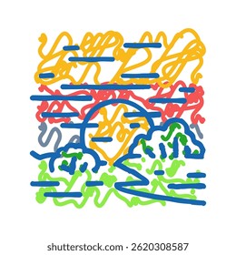 horizontal pôr do sol sol verão luz solar ícone doodle esboço vetor. horizontal pôr do sol sol verão luz solar sinal. isolado símbolo ilustração