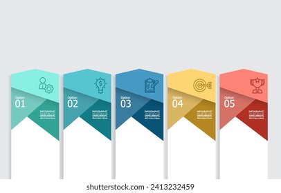 étapes horizonta chronologie infographie élément rapport arrière-plan avec icône de secteur d'activité 5 étapes pour toute présentation ou publication liée à l'entreprise illustration vectorielle