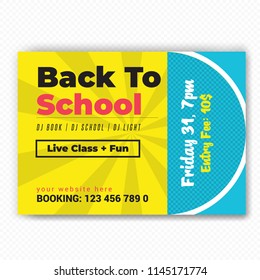 Horizontaal Back to school Flyer Design . Stranded  sizes,Clean And Easily editable. Vector illustration. Eps 10
