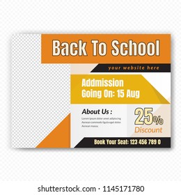 Horizontaal Back to school Flyer Design . Stranded  sizes,Clean And Easily editable. Vector illustration. Eps 10
