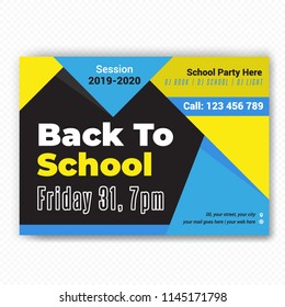 Horizontaal Back to school Flyer Design . Stranded  sizes,Clean And Easily editable. Vector illustration. Eps 10
