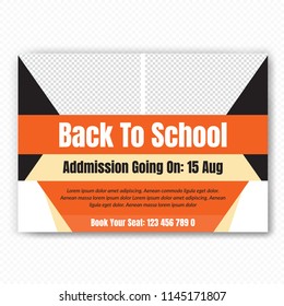 Horizontaal Back To School Flyer Design . Stranded  Sizes,Clean And Easily Editable. Vector Illustration. Eps 10
