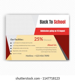 Horizontaal Back to school Flyer Design . Stranded sizes,Clean And Easily editable. Vector illustration. Eps 10