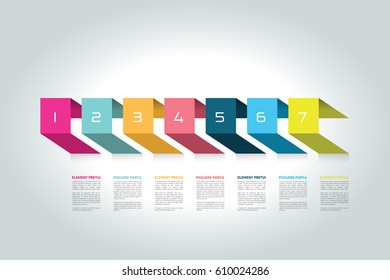 Horizontal 3D timeline concept. Infographic. Vector.