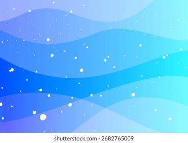 A horizontal A4 abstract vector background inspired by water and bubbles. Blue and aqua gradients, curves, and glowing shapes create a fresh, fluid, and summery atmosphere for design projects.
