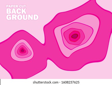  Horizontal A4 banners with 3D abstract background with pink paper cut waves. Contrast colors. Vector design layout for presentations, flyers, posters