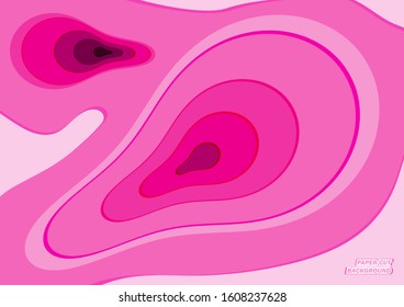  Horizontal A4 banners with 3D abstract background with pink paper cut waves. Contrast colors. Vector design layout for presentations, flyers, posters