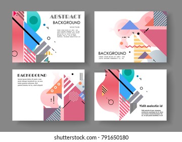 Horizontal A4 Modern abstract covers set. Geometric shapes composition. Eps10 vector. 