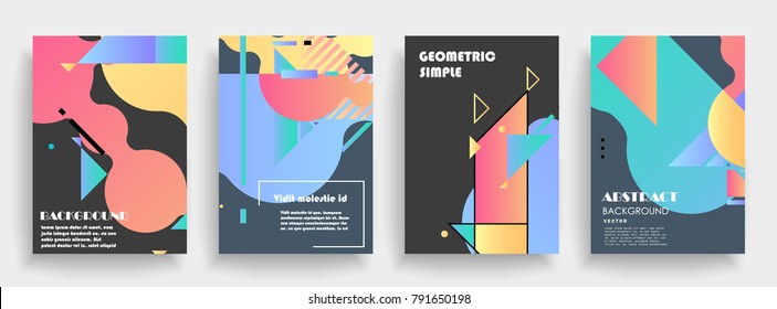 Horizontal A4 Modern abstract covers set. Geometric shapes composition. Eps10 vector. 