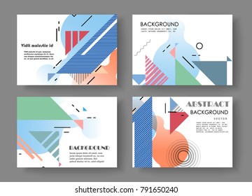 Horizontal A4 Modern abstract covers set. Geometric shapes composition. Eps10 vector. 