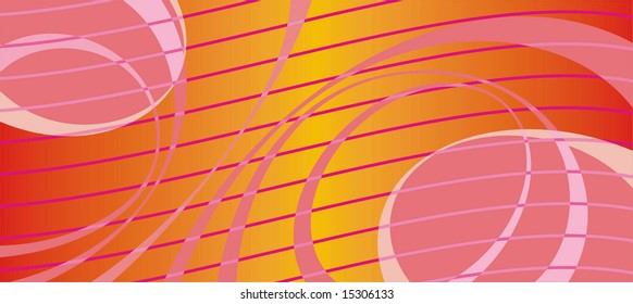 Horizontal abstract asymmetrical bright red background with waves and bands