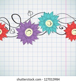 Horizontal abstract background with asters.