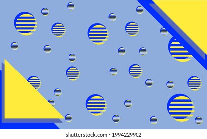 Horizontal abstract background with blue and yellow circle decoration