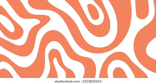 Horizontal abstract background with colorful wave pattern. Trendy vector illustration in retro style 60s, 70s.