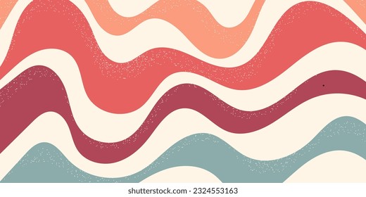 Horizontal abstract background with colorful wave pattern. Trendy vector illustration in retro style 60s, 70s.