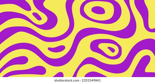 Horizontal abstract background with colorful wave pattern. Trendy vector illustration in retro style 60s, 70s.