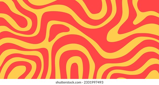 Horizontal abstract background with colorful wave pattern. Trendy vector illustration in retro style 60s, 70s.