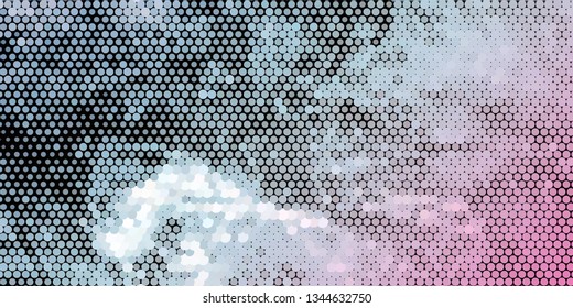 Horizontal abstract background with spotted halftone effect. Dots pattern.