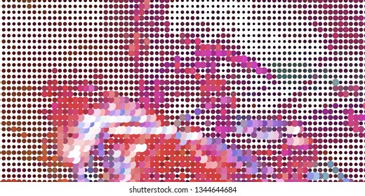 Horizontal abstract background with spotted halftone effect. Dots pattern.