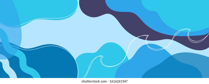 Horizontal abstract banner background in modern colors, in popular flat art style