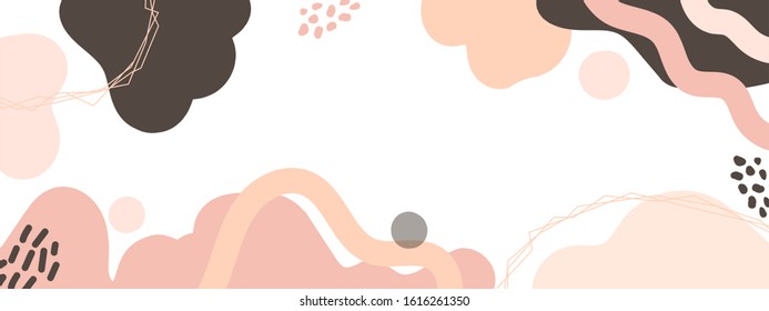 Horizontal abstract banner background in modern colors, in popular flat art style