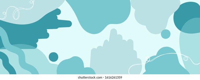 Horizontal abstract banner background in modern colors, in popular flat art style