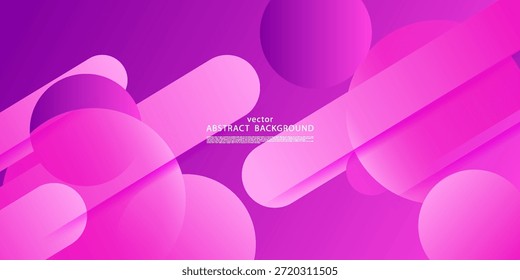 Fondo de Anuncio abstracto Horizontal con rectángulos rosados y patrones fluidos sobre un fondo púrpura. Vector eps10