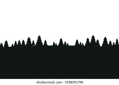 Horizontal abstract banners of coniferous hills in black colors.