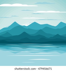 Horizontal abstract banners of hills of coniferous wood