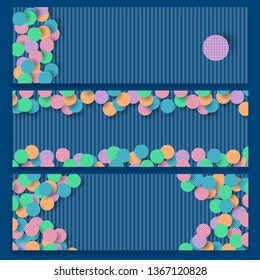 Horizontal Abstract Banners Set with color round shapes. Vector illustration EPS10