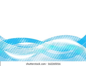 Horizontal abstract blue background with waves and transitions