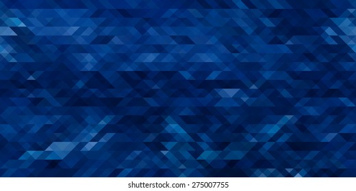 Horizontal abstract blue triangle geometrical seamless background. Vector illustration