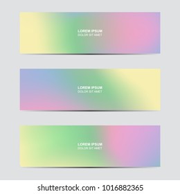 Horizontal abstract blur banner. Modern abstract backgrounds. Colorful fluid cover for poster, banner, flyer and presentation.  Gradient holographic set for screens and mobile app. Trendy soft color.