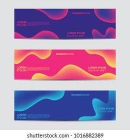 Horizontal abstract blur banner. Modern abstract backgrounds. Colorful fluid cover for poster, banner, flyer and presentation.  Gradient holographic set. Trendy soft color.