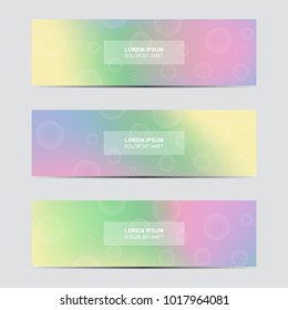 Horizontal abstract blur and bokeh banner. Modern abstract backgrounds. Colorful fluid cover for poster, banner, flyer and presentation. Gradient holographic set for screens and mobile app.