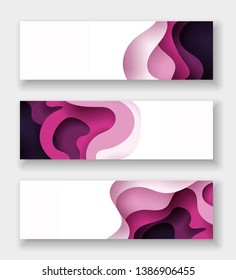 horizontal abstract color 3d paper art illustration set. Contrast colors. Vector design layout for banners presentations, flyers, posters and invitations. Eps10.