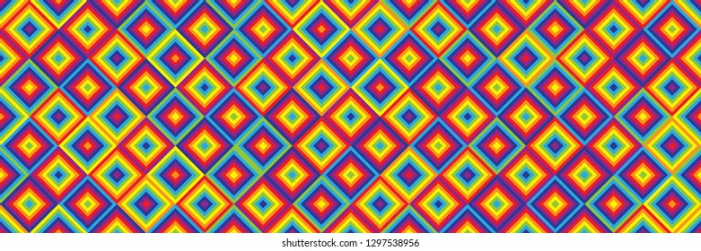 horizontal abstract colorful square design for pattern and background.