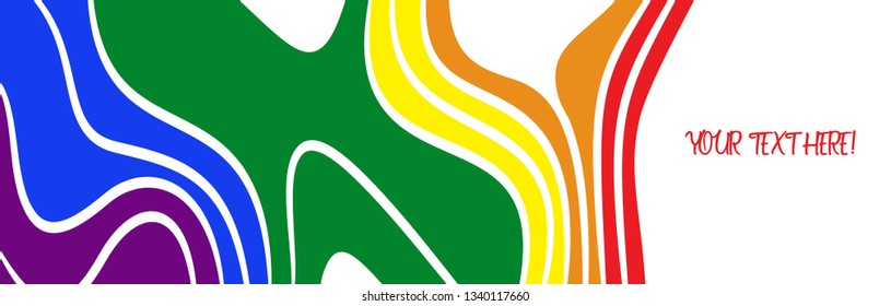 Horizontal abstract design banner painted as the rainbow flag. Colors of lesbian, gay, bisexual and transgender community