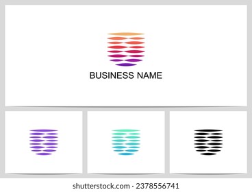 Horizontal Abstract Elipse Parallel Lines Mirage Letter Logo Design U