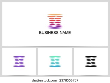 Horizontal Abstract Elipse Parallel Lines Mirage Letter Logo Design I