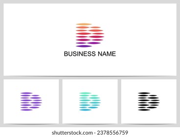 Horizontal Abstract Elipse Parallel Lines Mirage Letter Logo Design D