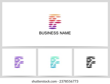 Horizontal Abstract Elipse Parallel Lines Mirage Letter Logo Design F