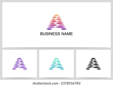 Horizontal Abstract Elipse Parallel Lines Mirage Letter Logo Design A