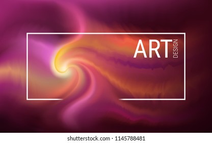 Horizontal abstract futuristic image. Plasma explosion in the form of a spiral and wave. Fashionable modern ultraviolet colors. Dynamic bright gradients. The effect of liquid. Poster, web banner.
