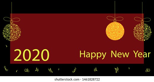 Horizontal abstract geometric design for happy new year 2020.Illustration of a Christmas card.Bright festive new year design.The best option for your business.New year 2020.Vector graphics.