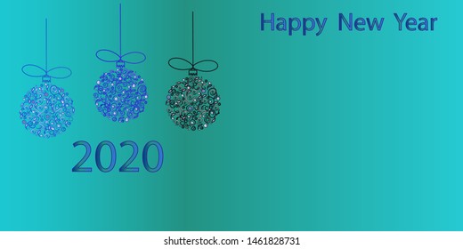 Horizontal abstract geometric design for happy new year 2020.Illustration of a Christmas card.Bright festive new year design.The best option for your business.New year 2020.Vector graphics.