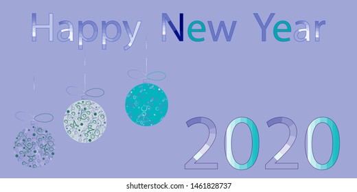 Horizontal abstract geometric design for happy new year 2020.Illustration of a Christmas card.Bright festive new year design.The best option for your business.New year 2020.Vector graphics.