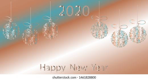 Horizontal abstract geometric design for happy new year 2020.Illustration of a Christmas card.Bright festive new year design.The best option for your business.New year 2020.Vector graphics.