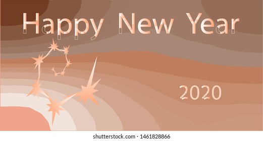Horizontal abstract geometric design for happy new year 2020.Illustration of a Christmas card.Bright festive new year design.The best option for your business.New year 2020.Vector graphics.